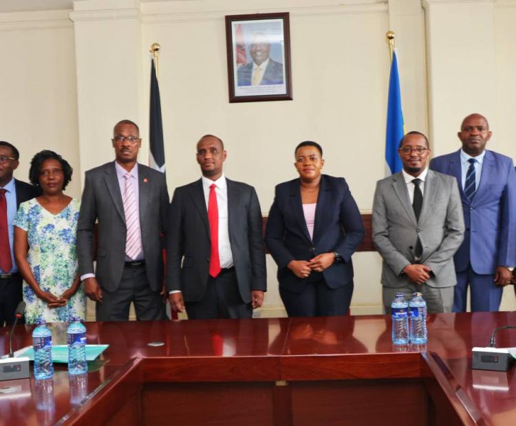 PS Ahmed joined by PS Aurelia in a group after presenting the Draft Public Service Performance Management Bill, 2026 during the 5th GLA Prioritization Roundtable meeting in Nairobi.